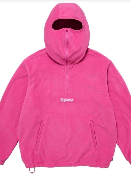 Supreme Sweaters - Supreme Pink Fleece Pullover with Box Logo